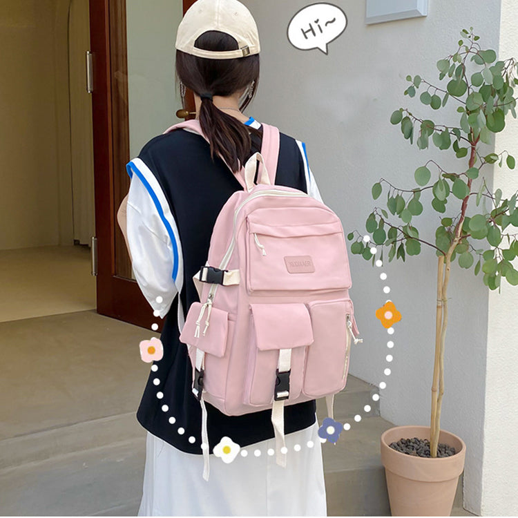 Pastel High School Backpack Large Capacity Light Simple Design Tristar Boutique