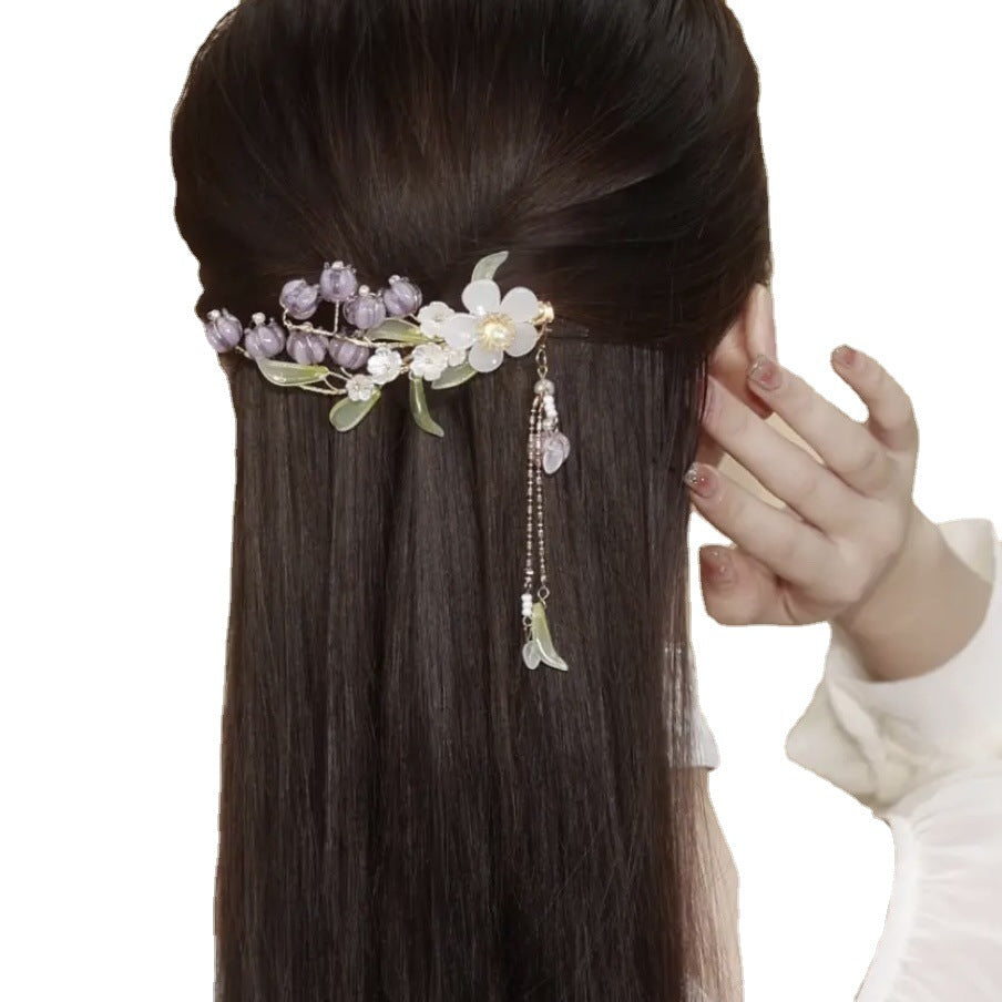 Purple Orchid Flower Hair Clip