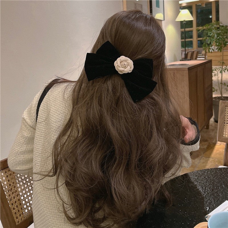 Black Velvet Bow Hair Clip