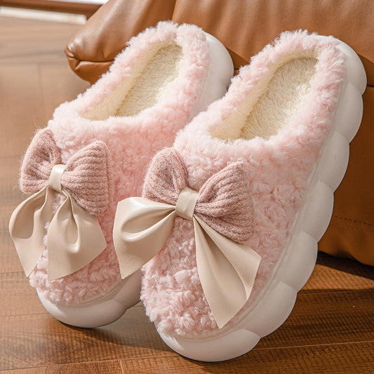 Girly Plush Bow Slippers