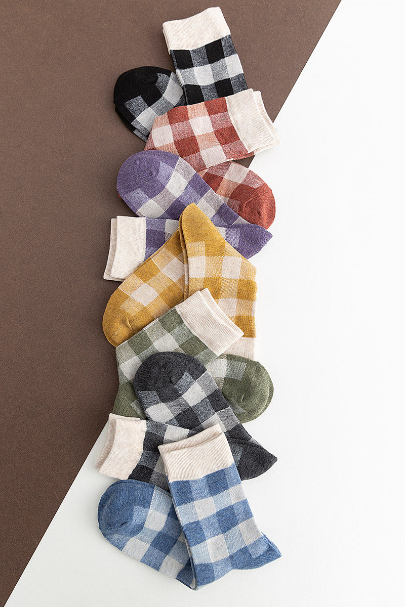 Colorful Plaid Cotton Socks