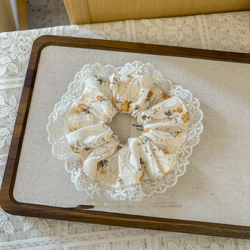 Vintage Yellow Rose Scrunchie