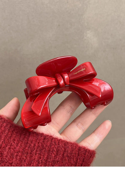 Red Bow Claw Clip