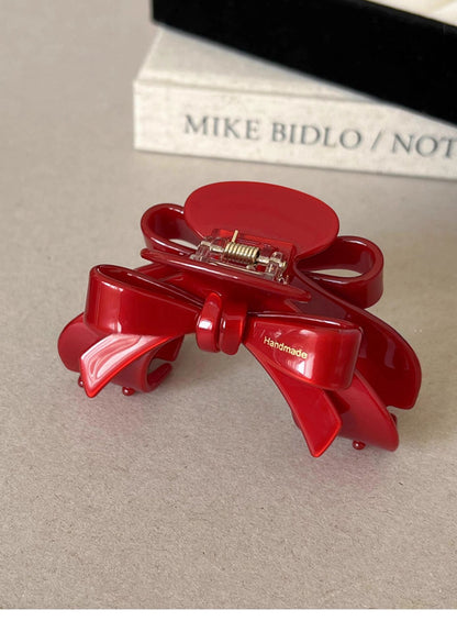 Red Bow Claw Clip