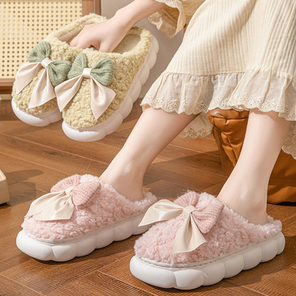 Girly Plush Bow Slippers