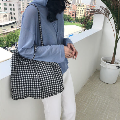 Plaid Canvas Tote Bag