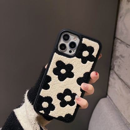 Floral Plush Embroidery Phone Case