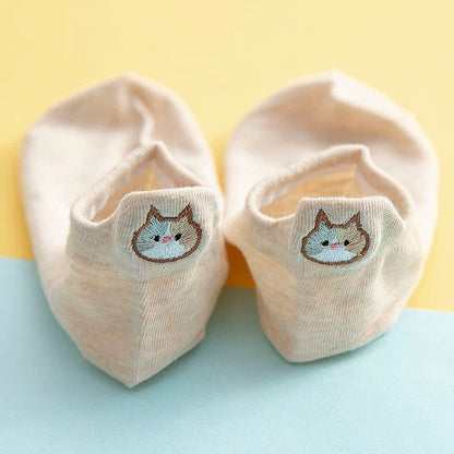 Cat Embroidery Socks