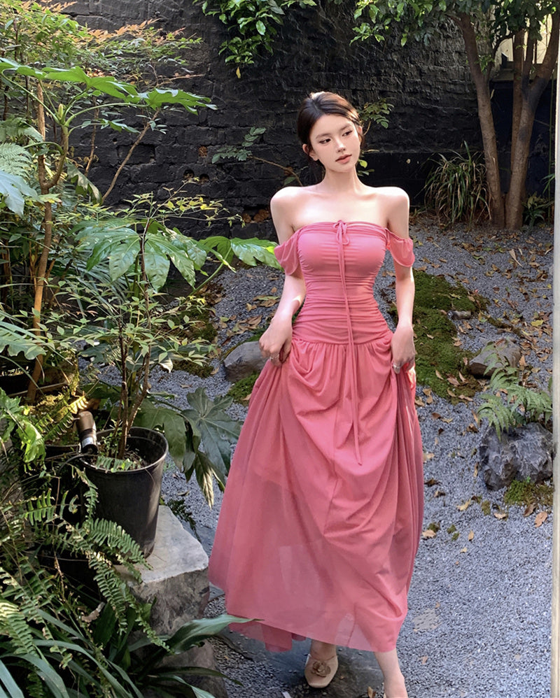 Pink Summer Square Neck Maxi Dress - Feminine Pink Dress Tristar Boutique Pink Summer Square Neck Maxi Dress - Feminine Pink Dress Tristar Boutique