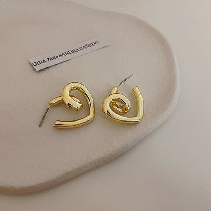 Golden Heart Stud Earrings