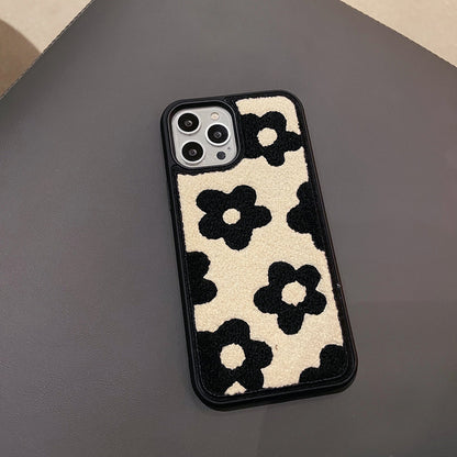 Floral Plush Embroidery Phone Case