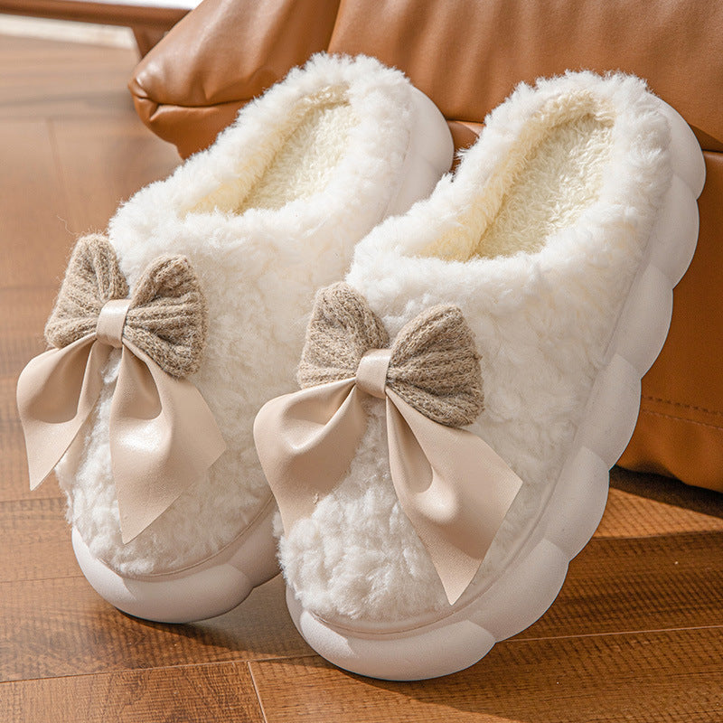 Girly Plush Bow Slippers