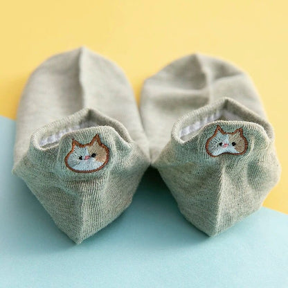 Cat Embroidery Socks