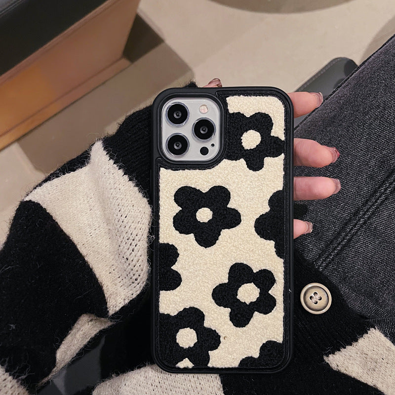Floral Plush Embroidery Phone Case