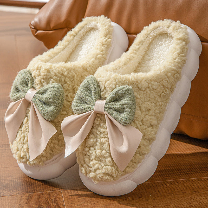 Girly Plush Bow Slippers