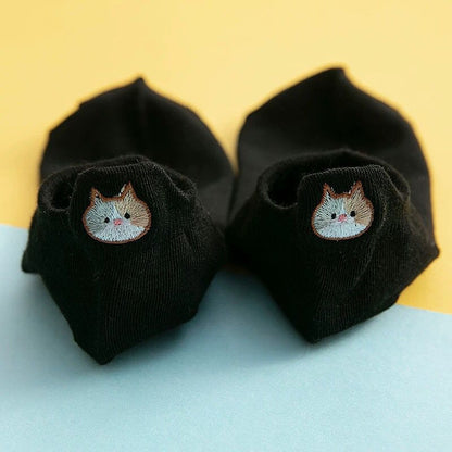 Cat Embroidery Socks