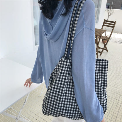 Plaid Canvas Tote Bag