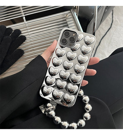 Silver 3D Heart Phone Case