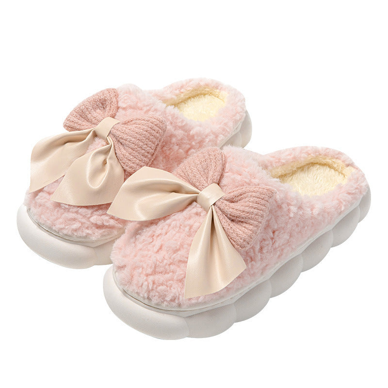 Girly Plush Bow Slippers