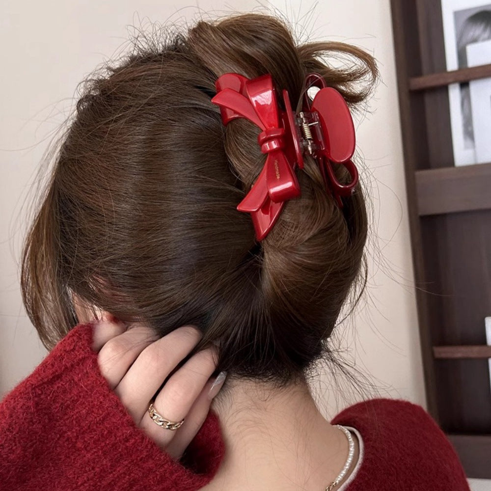 Red Bow Claw Clip