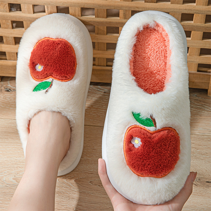 Apple Fuzzy Slippers