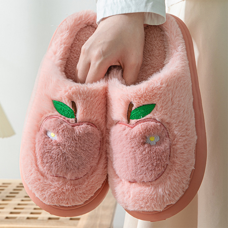 Apple Fuzzy Slippers
