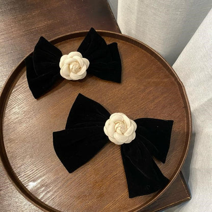 Black Velvet Bow Hair Clip