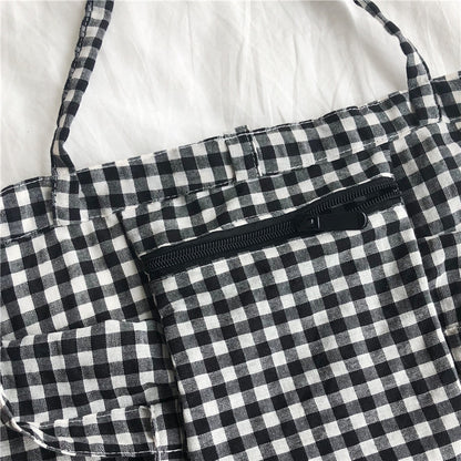 Plaid Canvas Tote Bag