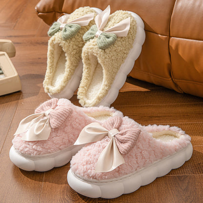 Girly Plush Bow Slippers