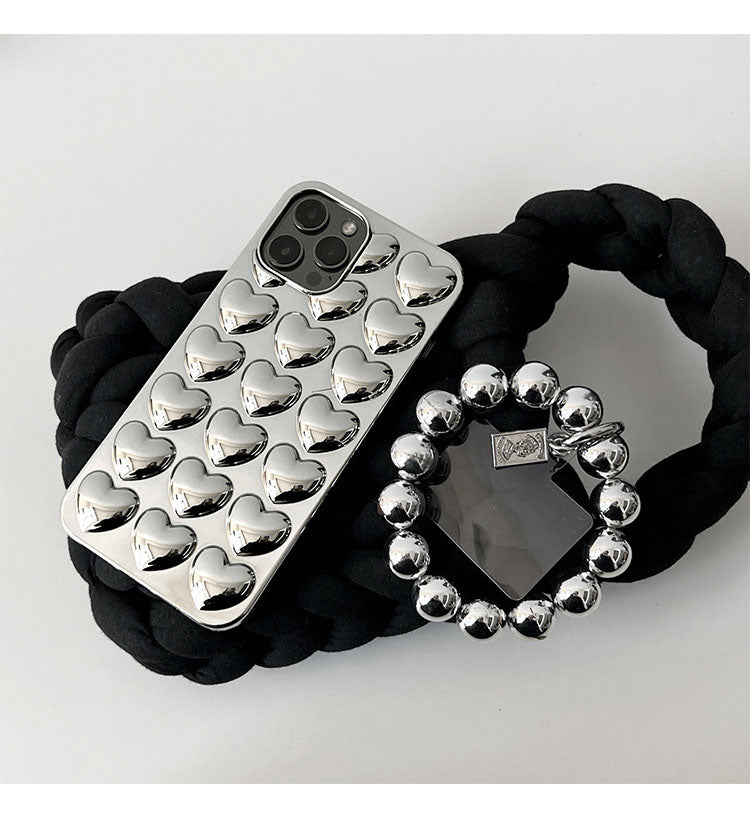 Silver 3D Heart Phone Case