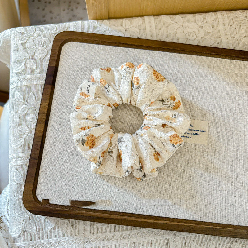 Vintage Yellow Rose Scrunchie