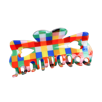 Rainbow Check Pattern Claw Clip