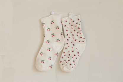 Cherry Rose Cotton Sock