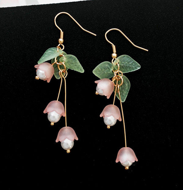 Lily Of The Valley Flower Earrings Elegant Dangle Earrings Floral