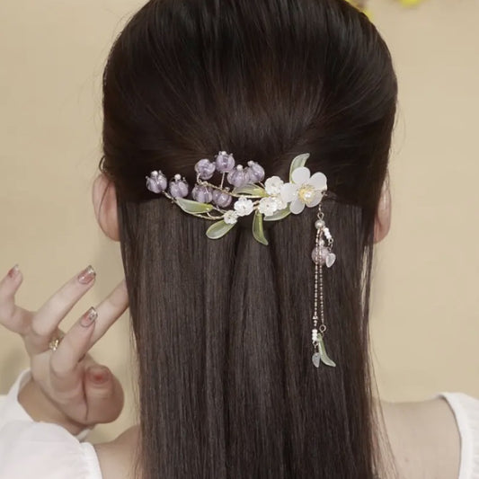 Purple Orchid Flower Hair Clip