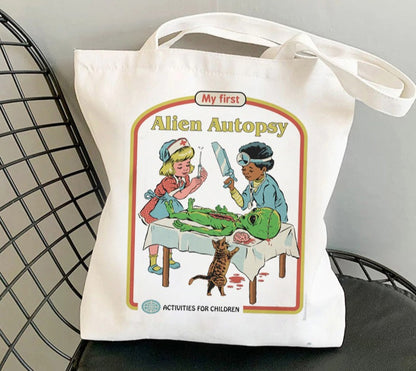 Horror Retro Canvas Tote Bag