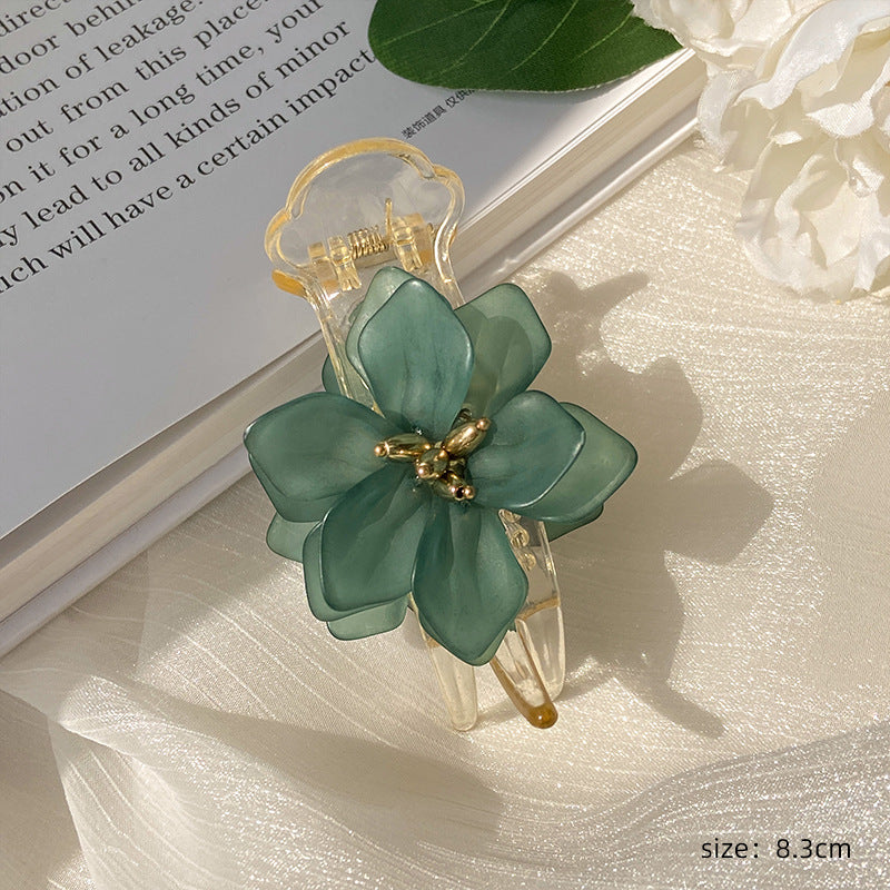 Green flower on sale hair clip