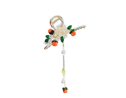 Persimmon Flower Claw Clip