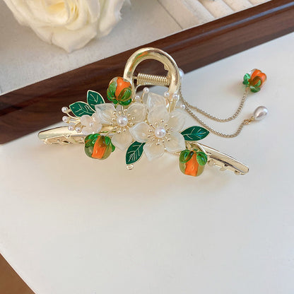 Persimmon Flower Claw Clip