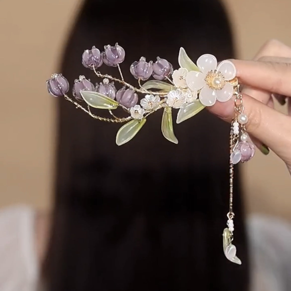 Purple Orchid Flower Hair Clip
