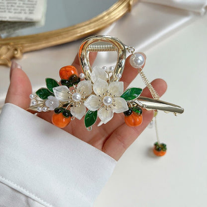 Persimmon Flower Claw Clip